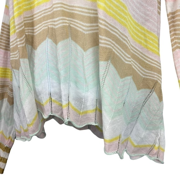 Wildfox Sweater Lightweight Multicolor Pastel Stripe V Neck Pull Over Medium - Picture 5 of 8